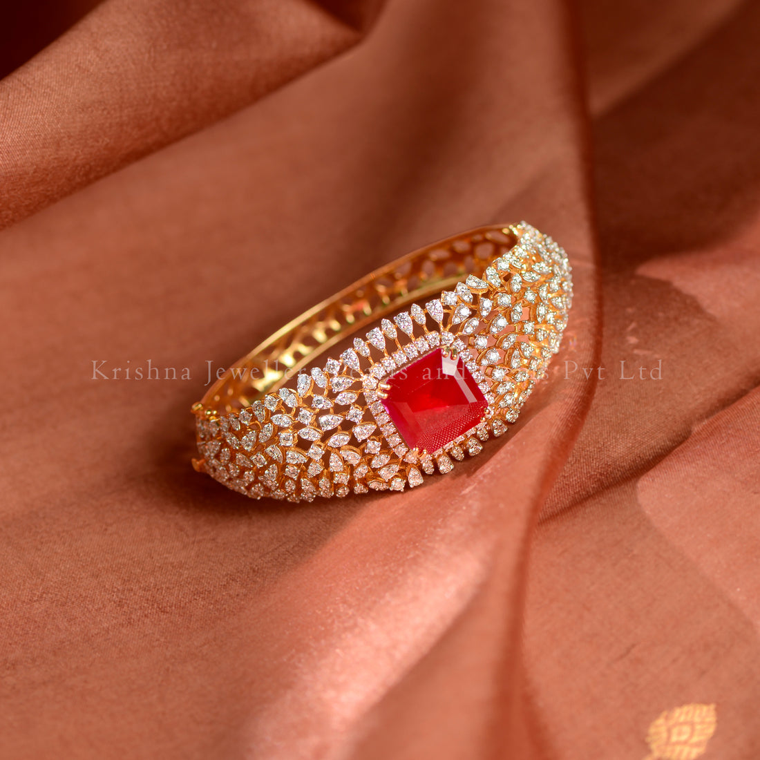 18K Gold Diamond Ruby Bracelet Luxury Statement Jewellery