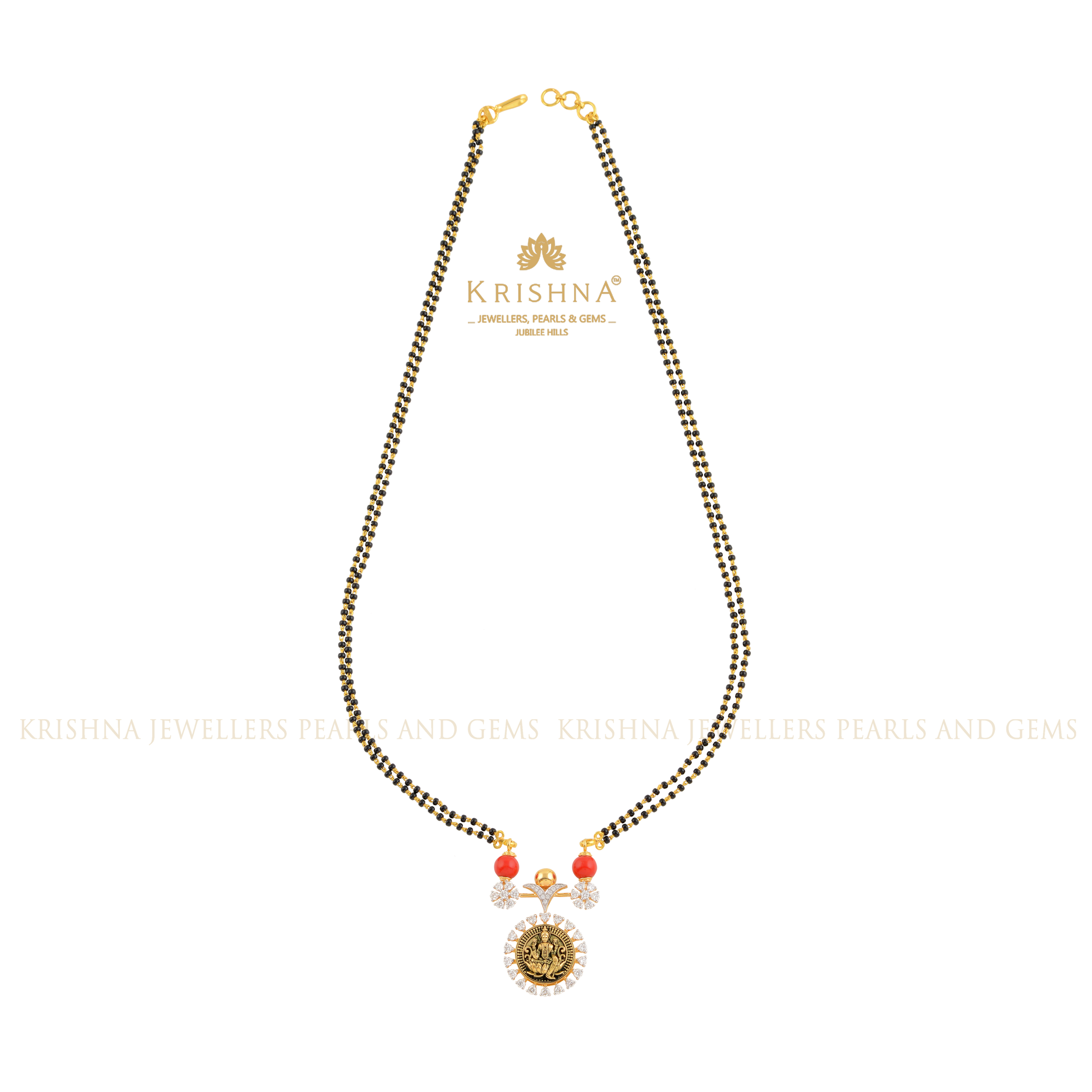 Double Hook Pendant with Black Beads Chain