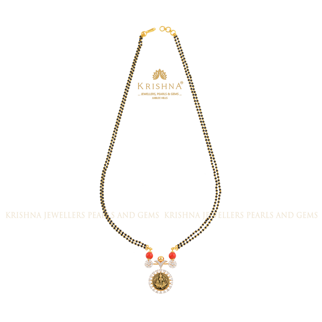 Double Hook Pendant with Black Beads Chain