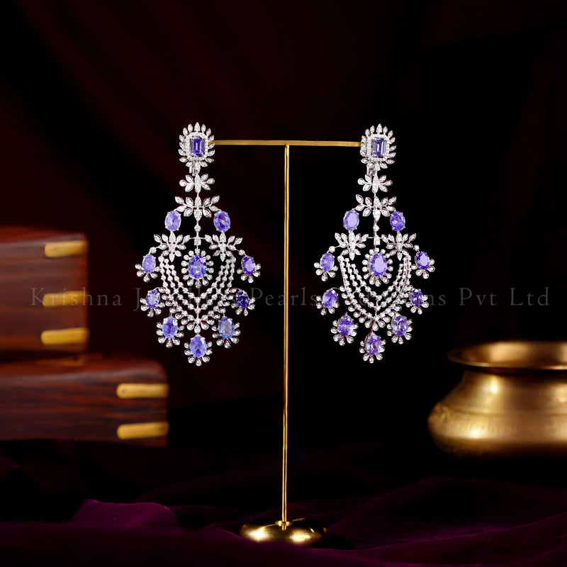 Stunning 14K Diamond and Tanzanite Earrings