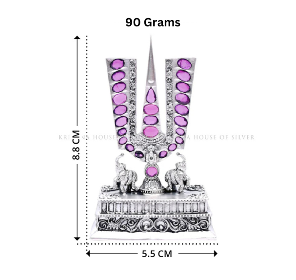 Silver Namam with Purple Stone Embellishments & Elephant Details