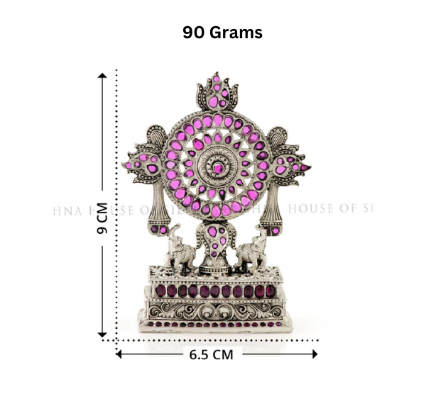 Rare Silver Chakra with Purple Stone Accents & Elephant Motifs