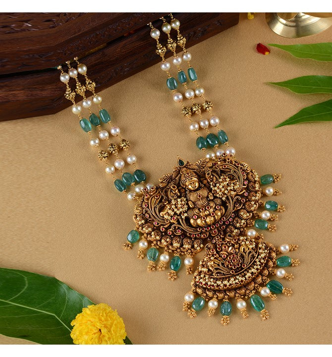 Bridal 3 Line Emerald Lakshmi Haram
