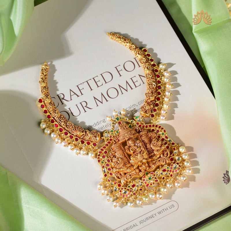 22K Gold Kanti Style Lakshmi Devi Necklace