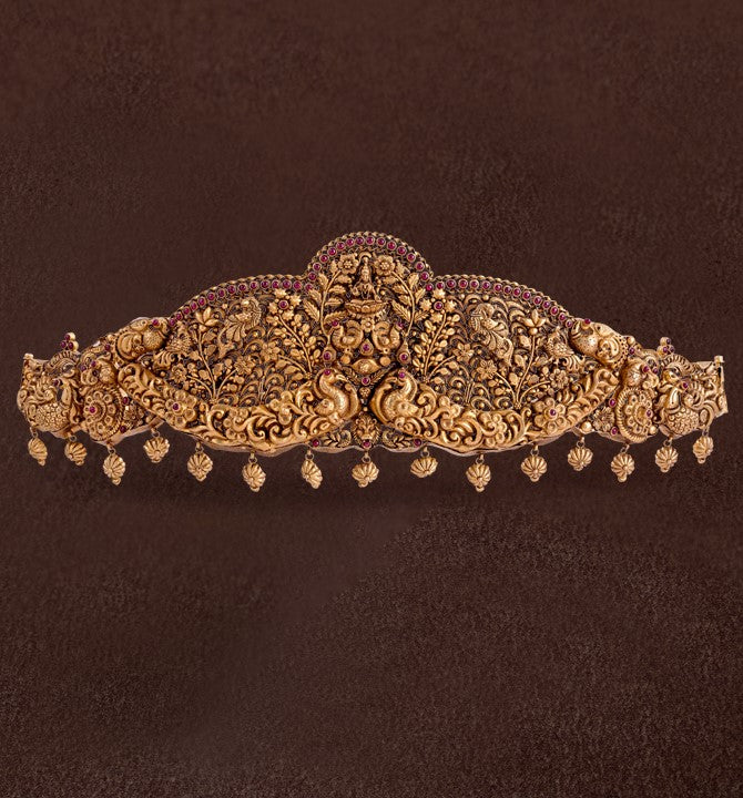 Nakshi yellow gold waist belt vaddanam