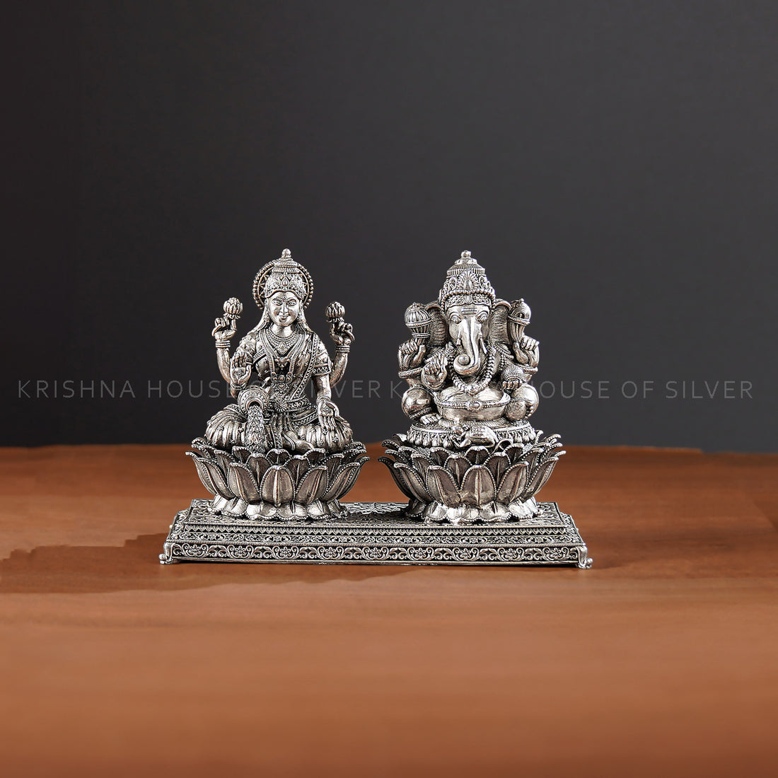 Pure Silver Lakshmi–Ganesh Idol for Prosperity and Wisdom