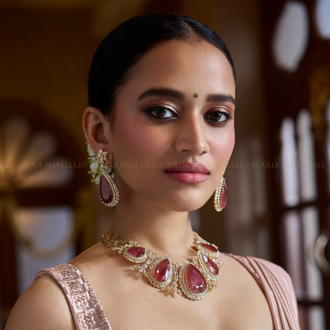 18K Diamond & Tourmaline Bridal Necklace