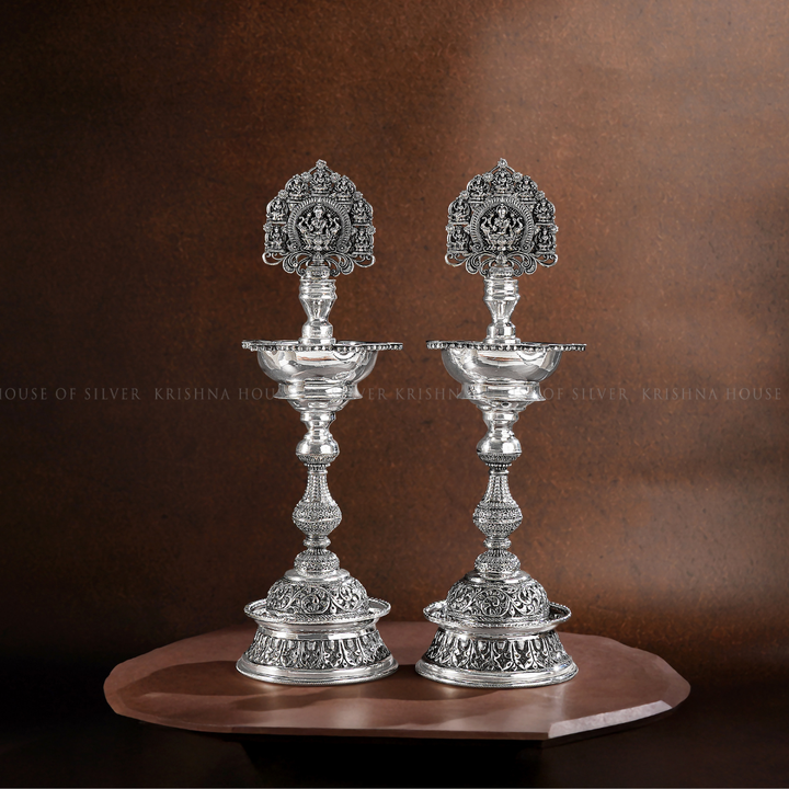 Antique Silver Ashta Lakshmi Diyas