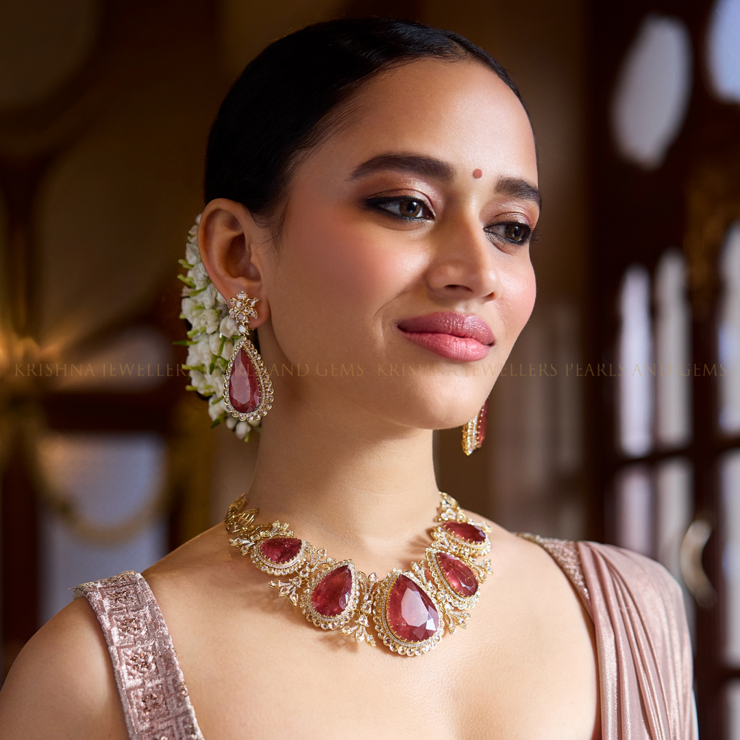 18K Diamond & Tourmaline Bridal Necklace