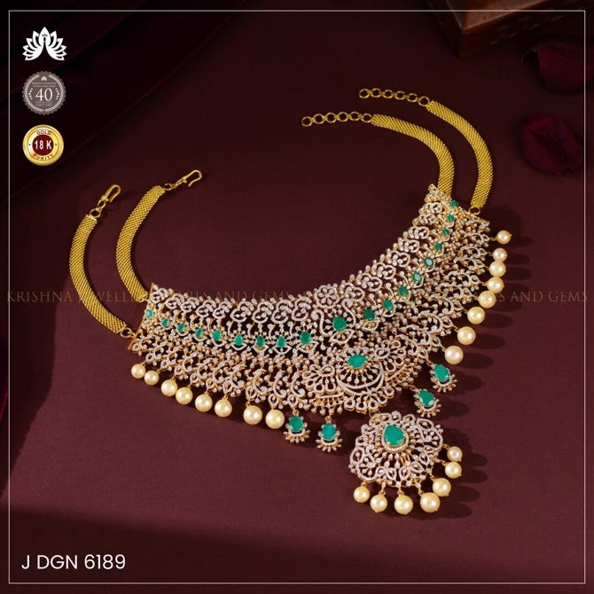 Exquisite 18K Diamond and Emerald Double Decor Choker
