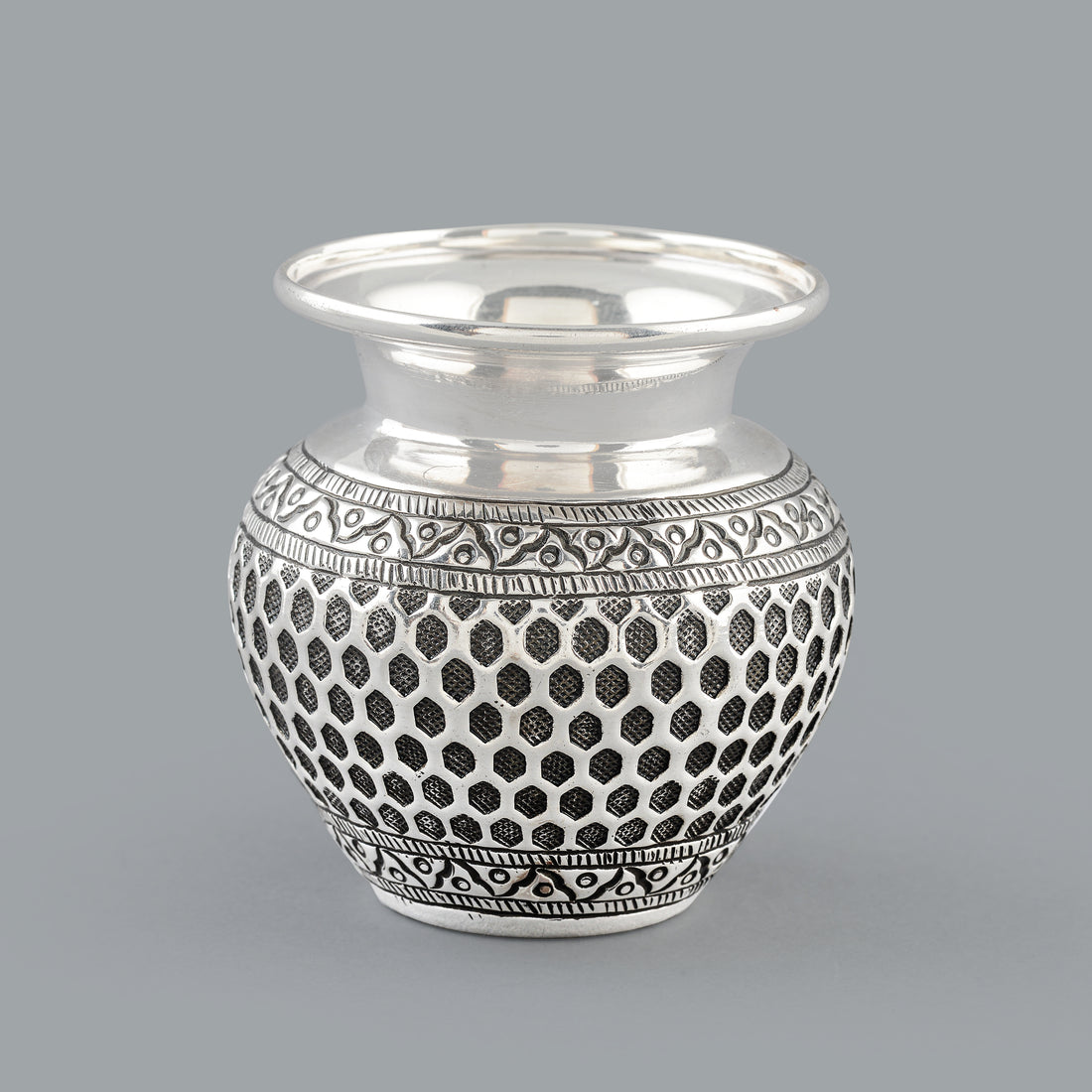 Rustic Handmade Silver Pot - Krishna Jewellers Pearls and Gems