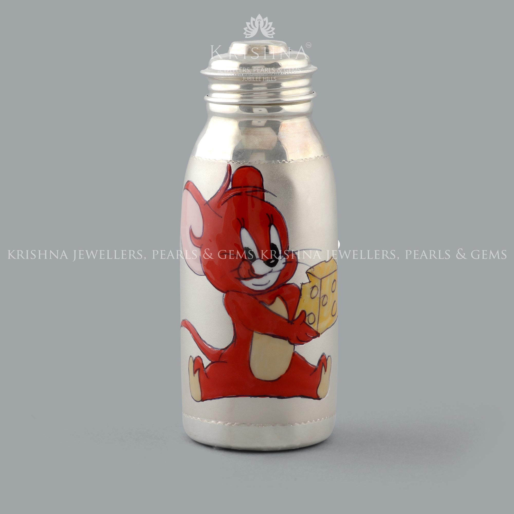 Silver Bottle with Jerry Sticker - Krishna Jewellers Pearls and Gems