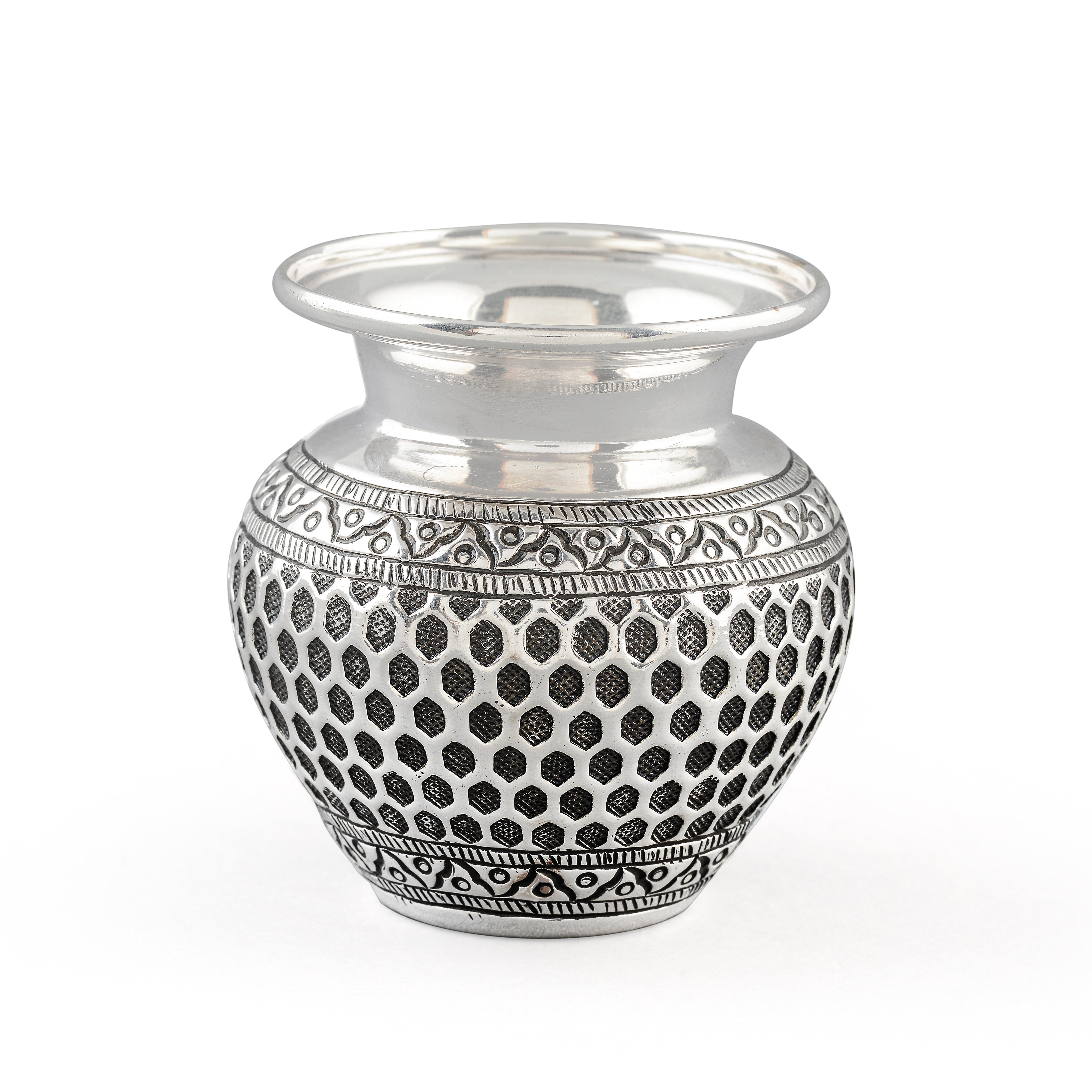 Rustic Handmade Silver Pot - Krishna Jewellers Pearls and Gems