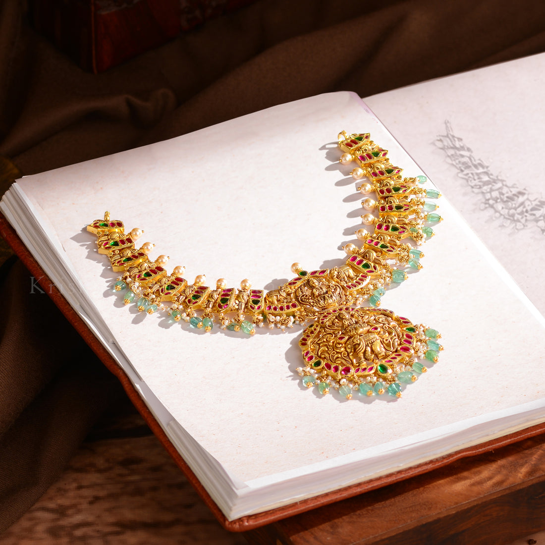 22K Gold Lakshmi Temple Necklace