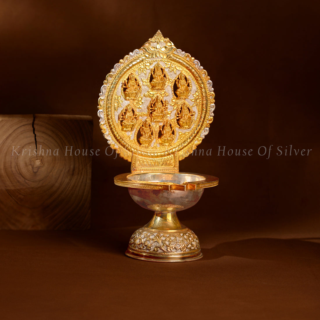 Silver Ashtalakshmi Deepam for Pooja & Rituals