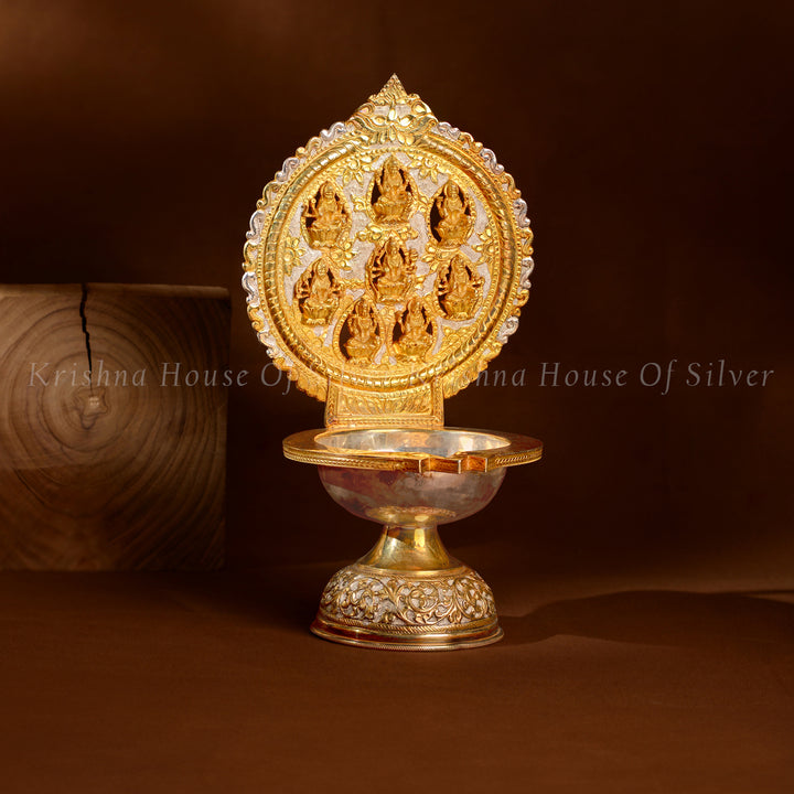 Silver Ashtalakshmi Deepam for Pooja & Rituals