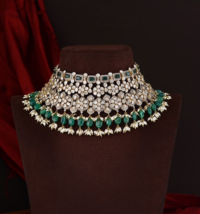 Polki Emerald choker