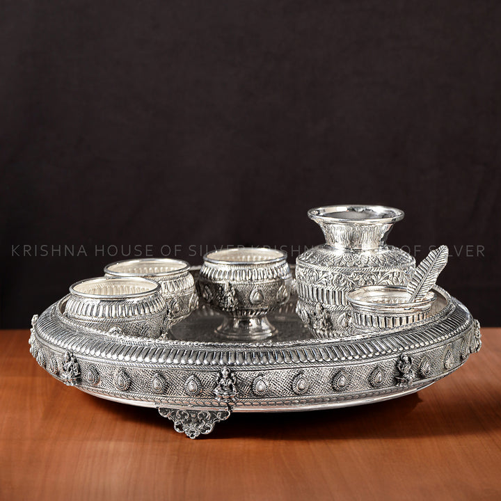 92.5 Silver Ashta Lakshmi Pooja Thali Set