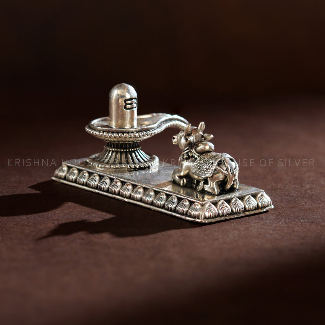 Silver Shiva Lingam with Nandi