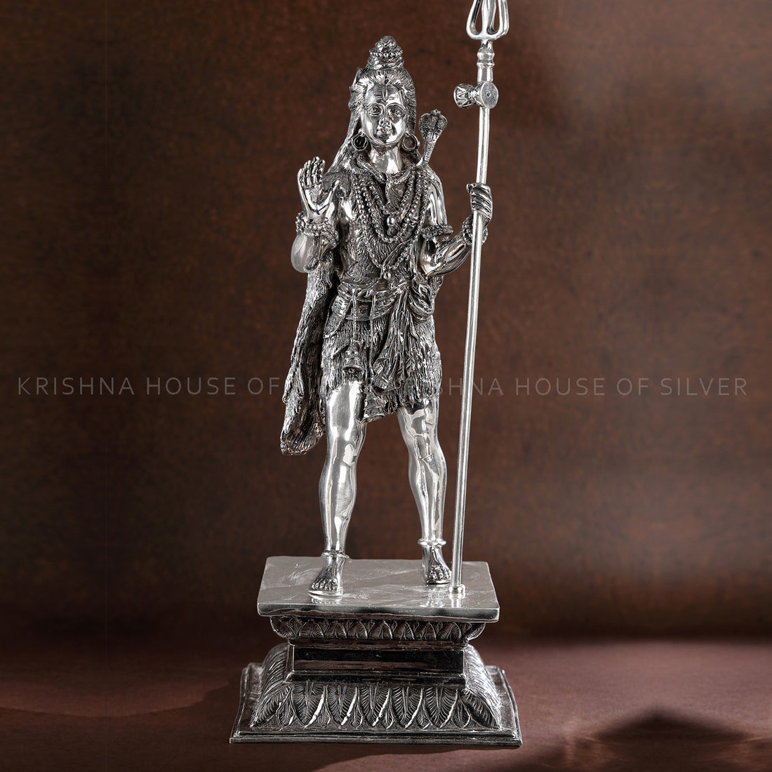 Silver Shiva Idol with Antique Finish