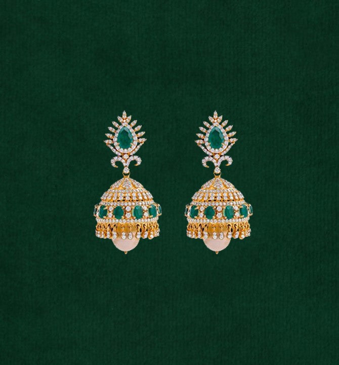 Wondrous diamond jhumka earrings fabricated in certified Diamonds