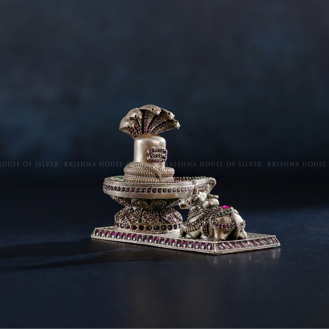 92.5 Silver Shivling & Nandi Set