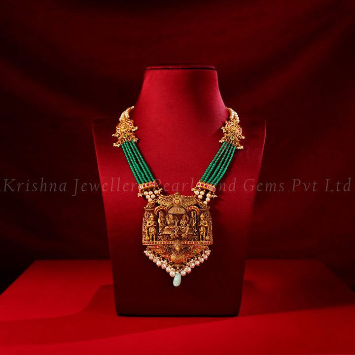 Exquisite 22K Gold Haram with Divine Pendant