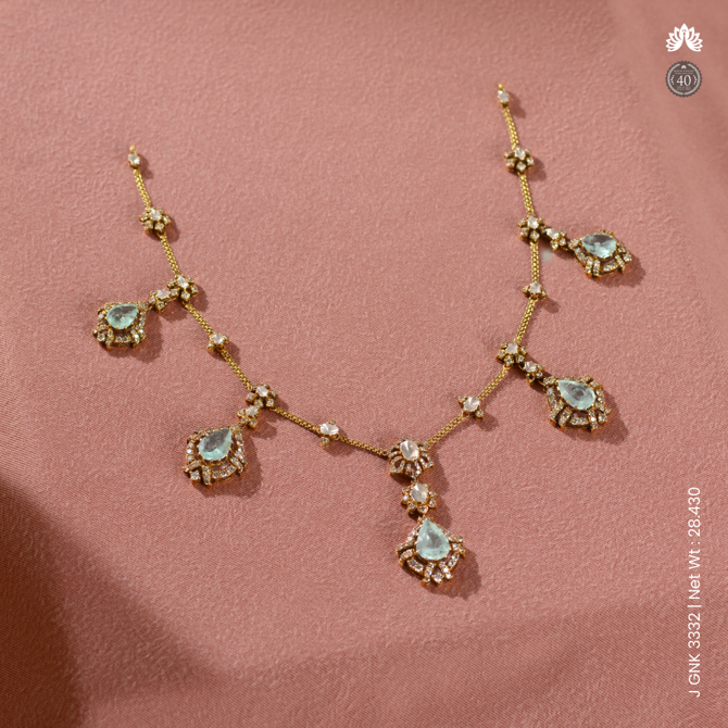 Emerald Elegance Polki Diamond Necklace