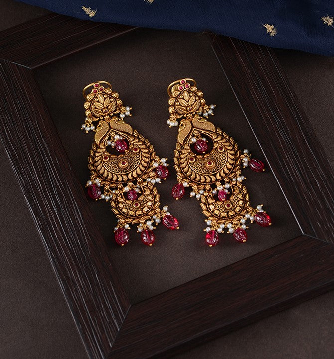 Gold Peacock Earrings