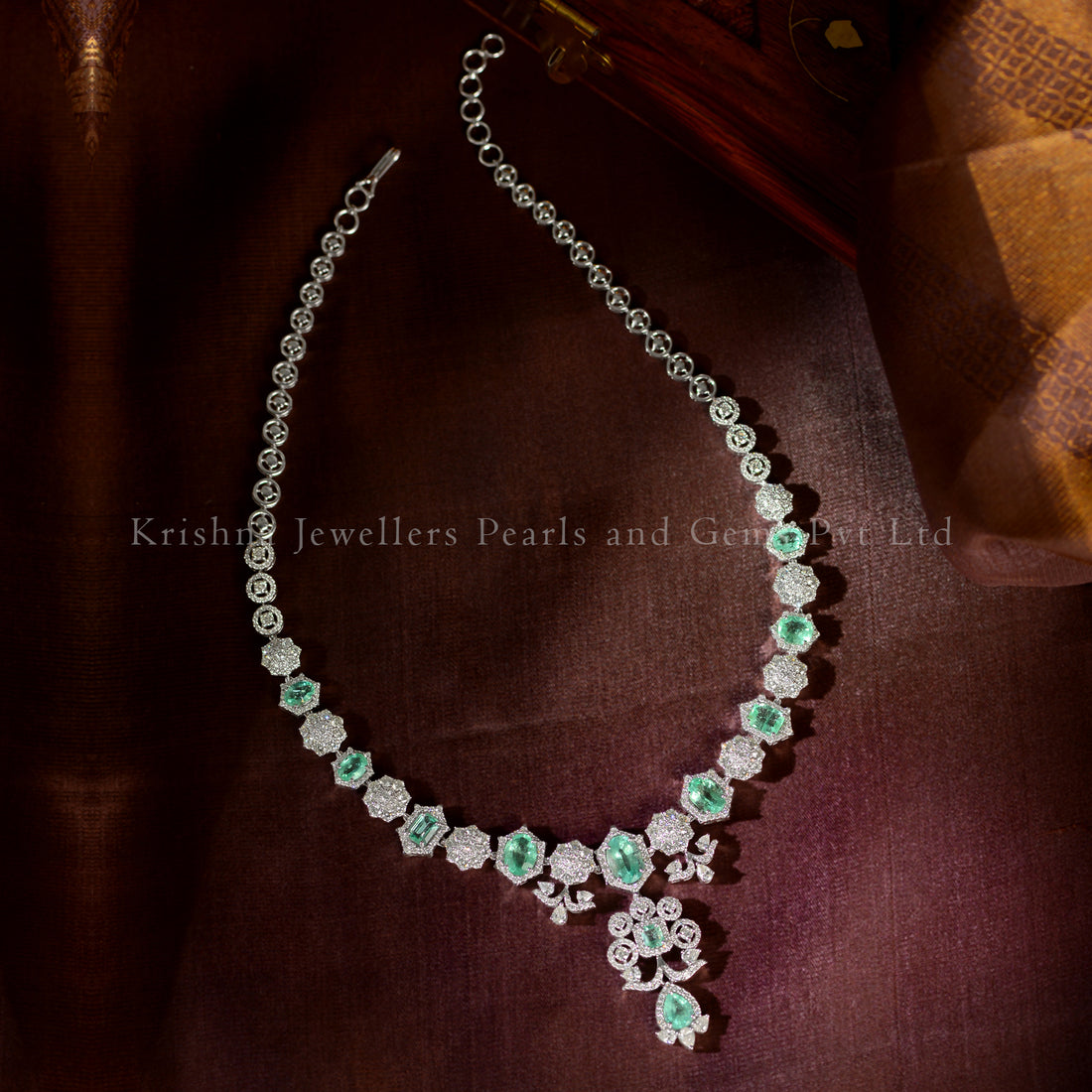 Diamond & Emerald Pendant Necklace