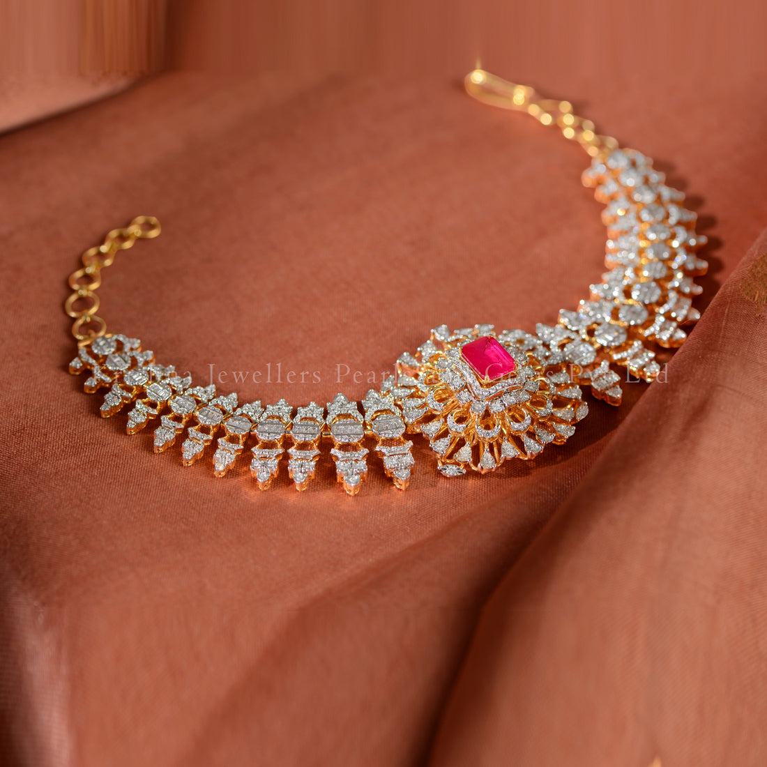 18K Gold Diamond Ruby Necklace
