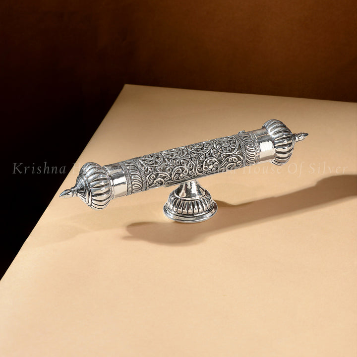 Silver Floral Scroll Holder with Antique Finish