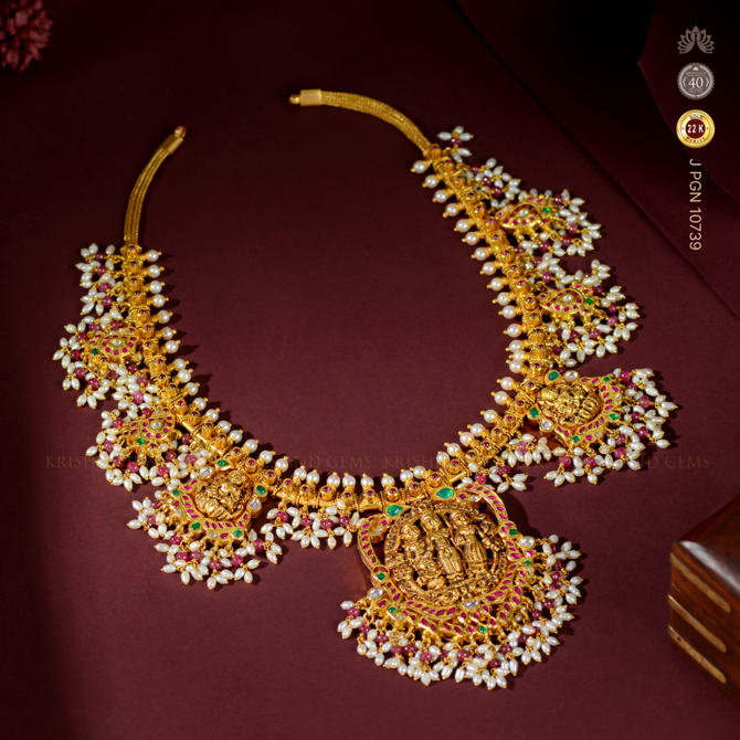 Gold Guttapusalu Necklace with Ramaparivar Pendant