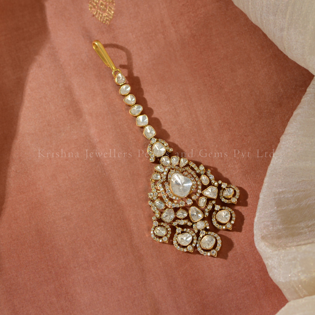18K Gold Polki Maang Tikka | Traditional Bridal Head Jewellery