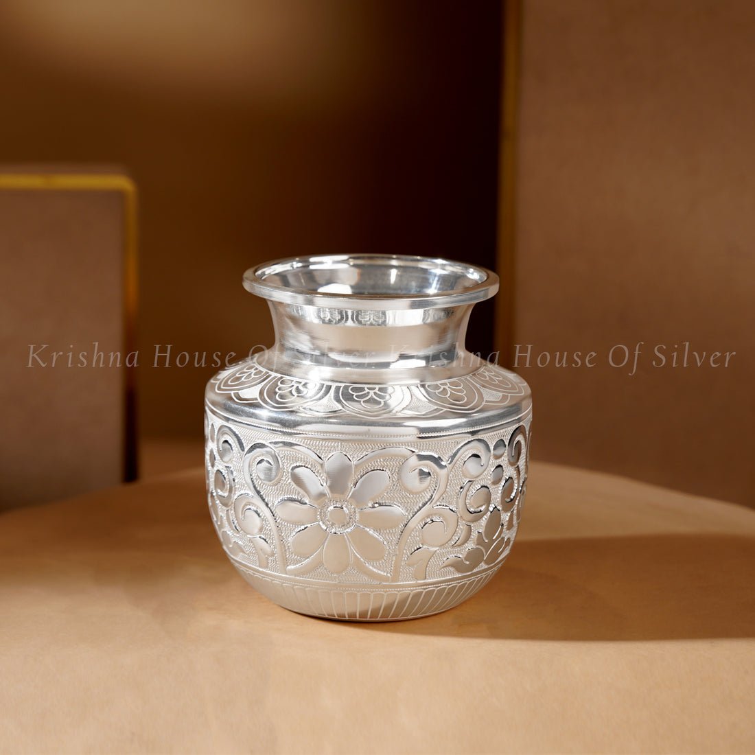 Silver Floral Kalasham for Sacred Pooja Rituals