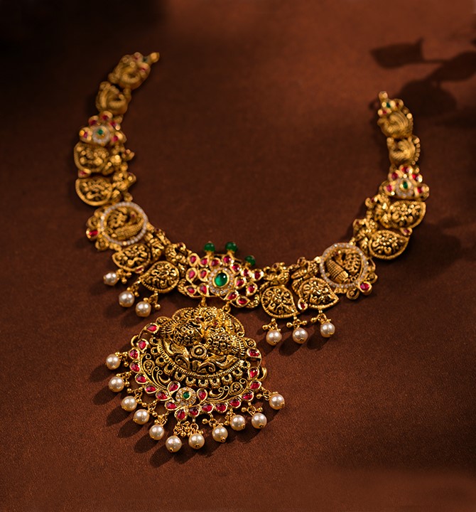 Antique Nakshi Peacock Gold Necklace