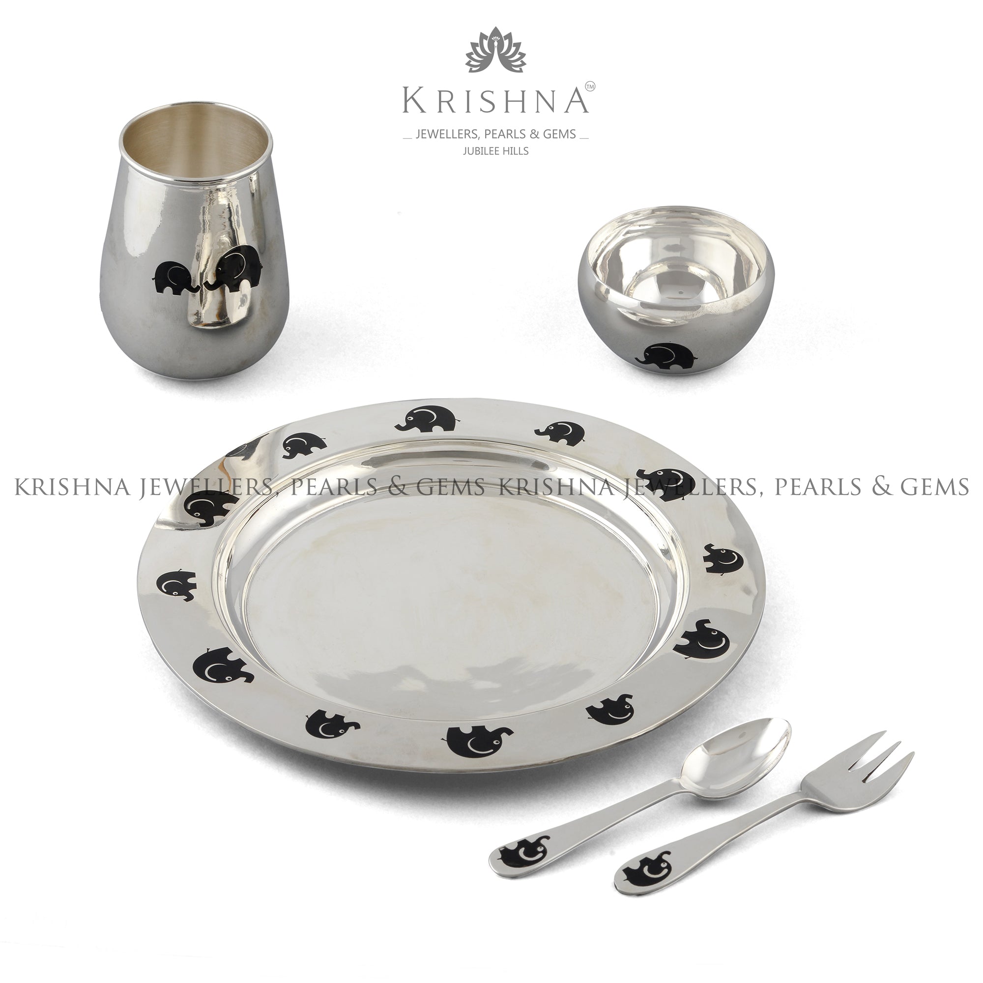 Silver Dinner Set for Toddler - Krishna Jewellers Pearls and Gems