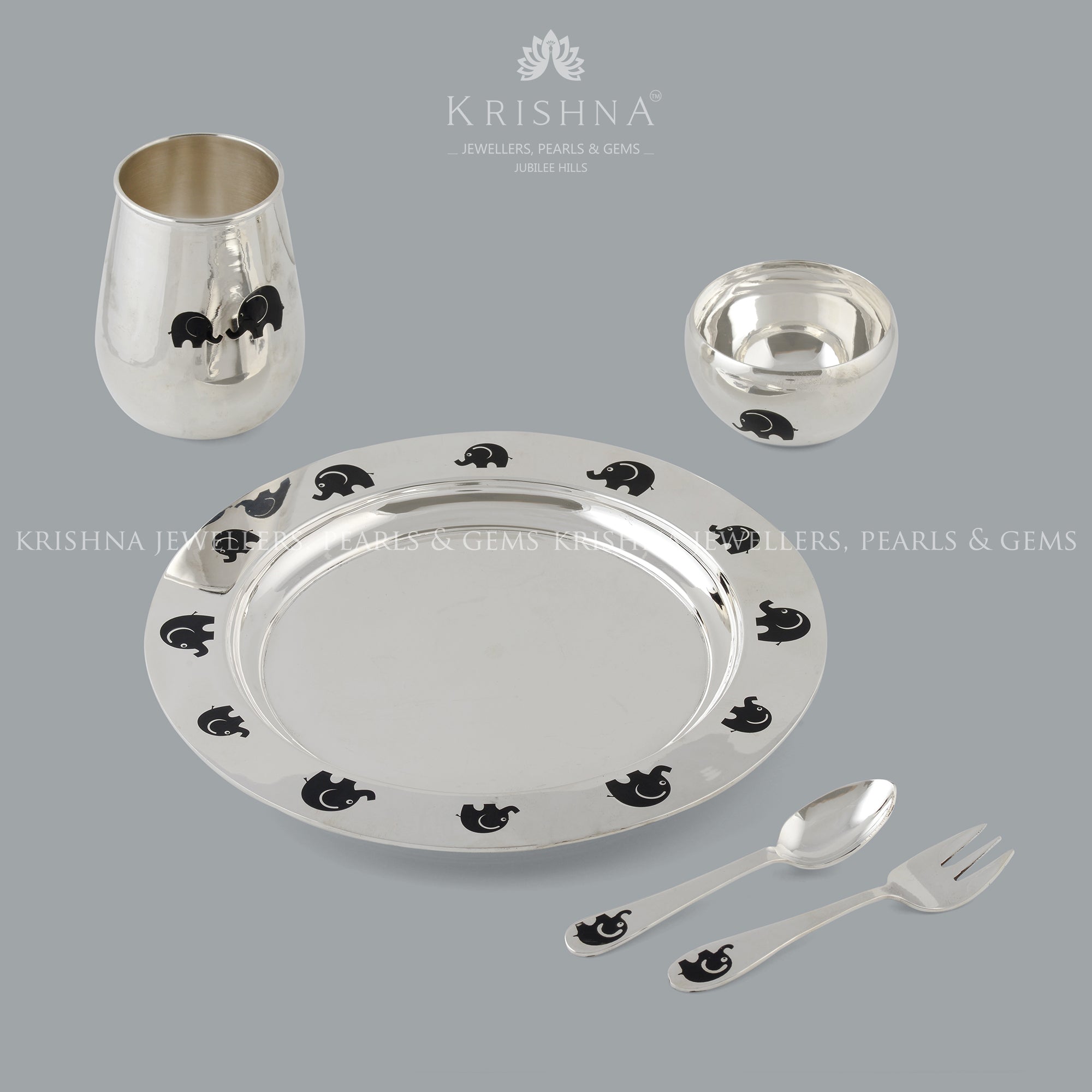 Silver Dinner Set for Toddler - Krishna Jewellers Pearls and Gems