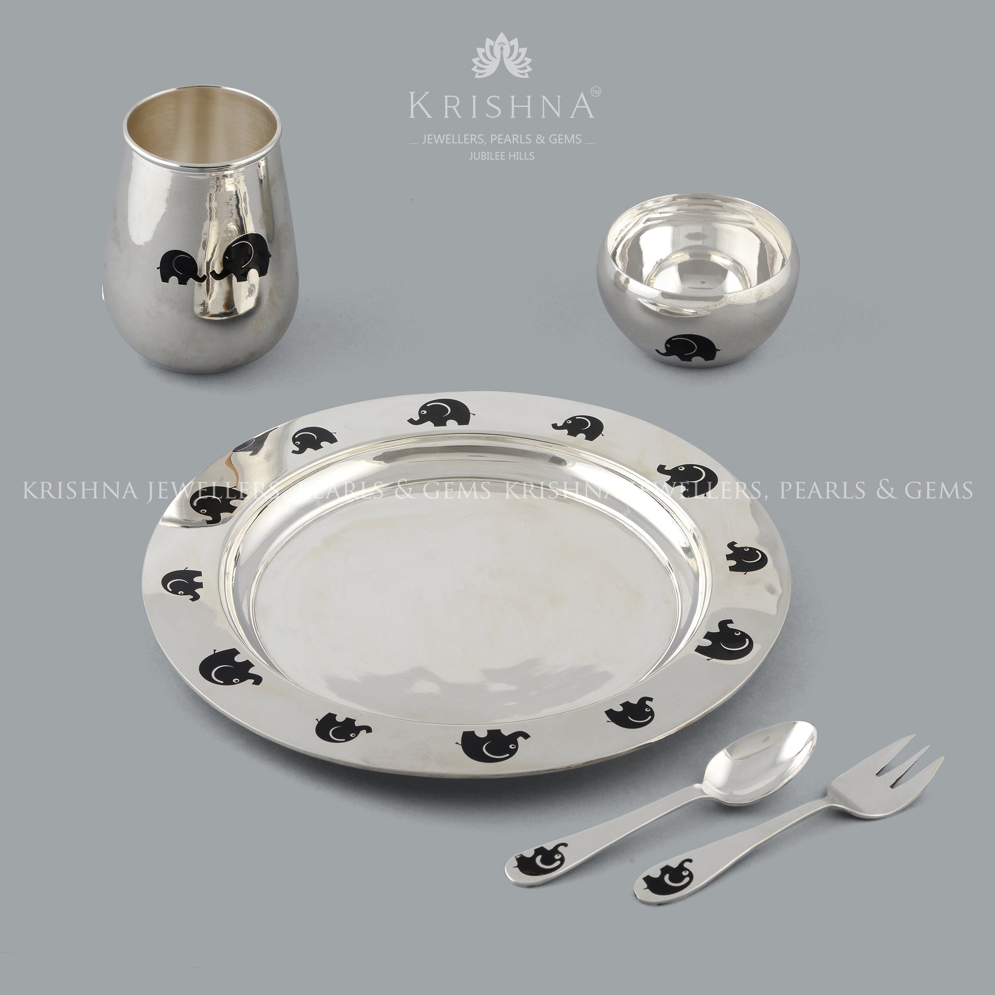 Silver Dinner Set for Toddler - Krishna Jewellers Pearls and Gems