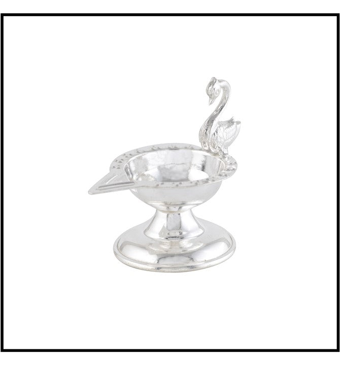 Silver Peacock Diya