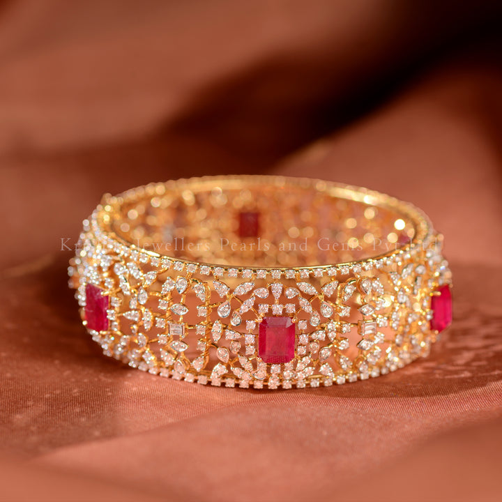 18K Diamond & Ruby Bangle
