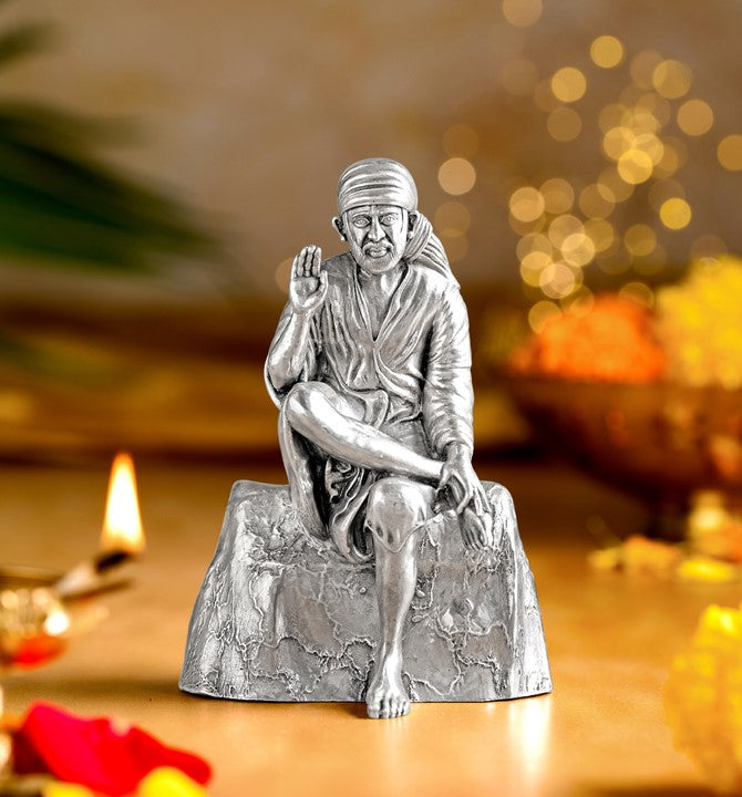 Rustic Silver Sai Baba Idol
