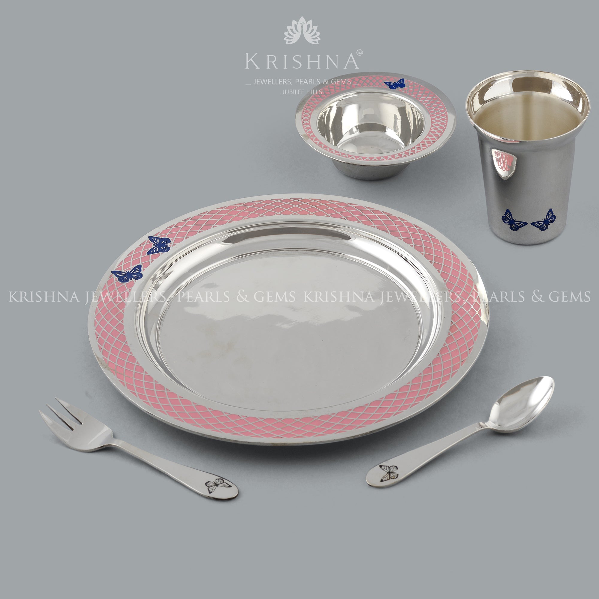 Pure Silver Dinner Set for Baby Girl - Krishna Jewellers Pearls and Gems