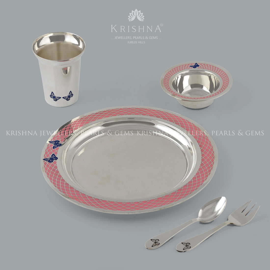 Pure Silver Dinner Set for Baby Girl - Krishna Jewellers Pearls and Gems