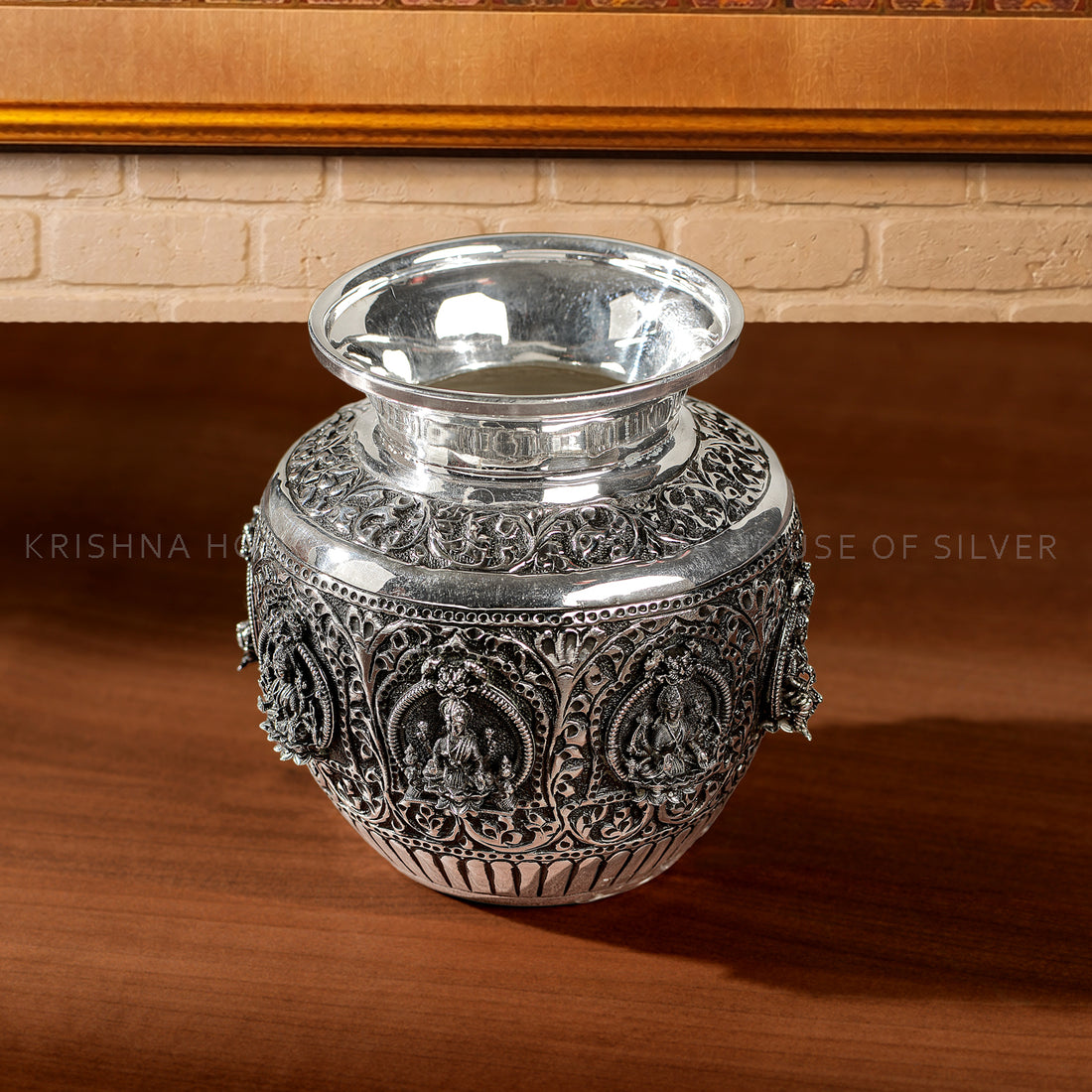Silver Ashta Lakshmi Kalash for Auspicious Rituals