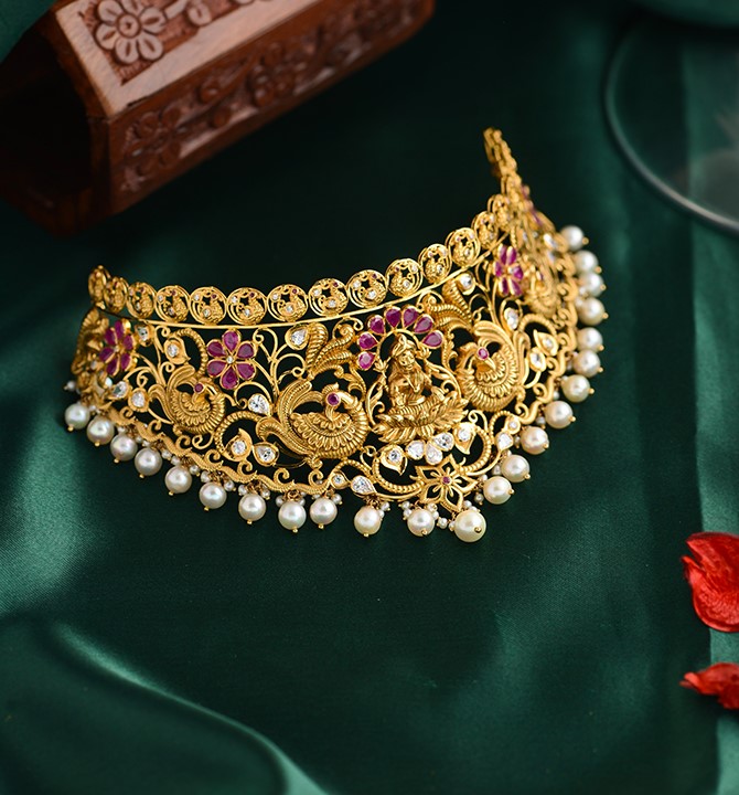 Laksmi & Peacock Gold Choker Necklace