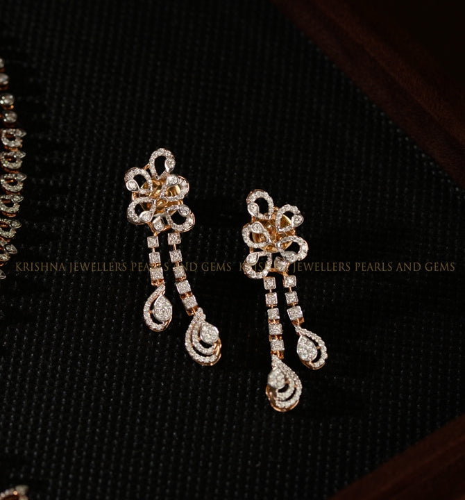 Classic Diamond Earrings With Floral Pattern