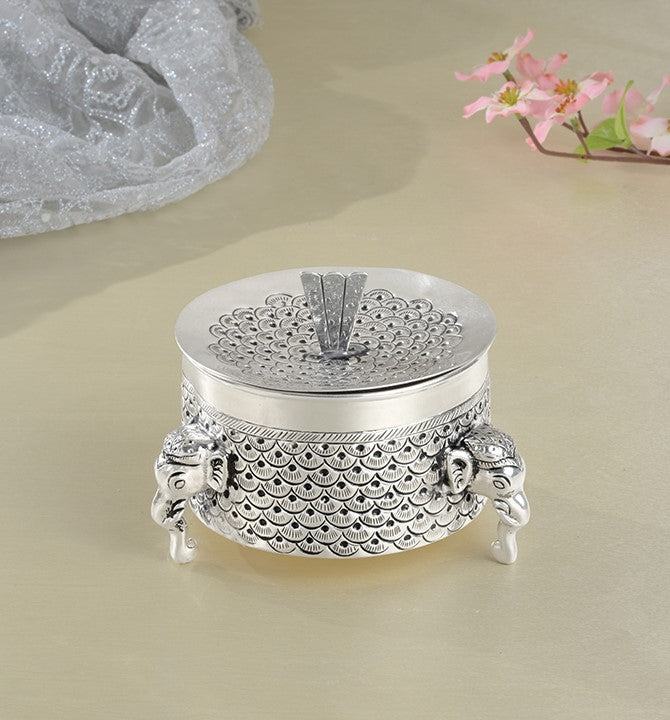 Elephant Motif Silver Bowl