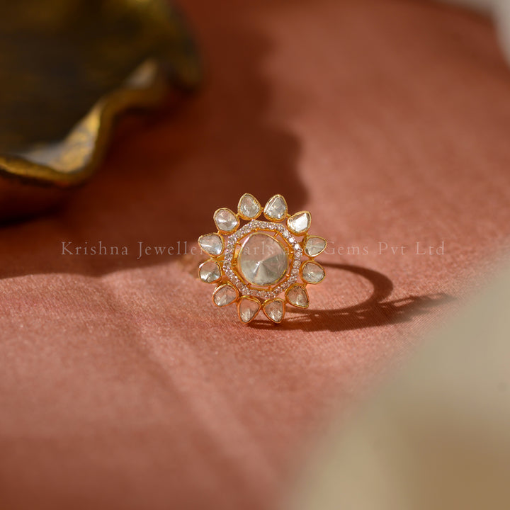 18K Gold Polki Ring | Timeless Heritage Statement Jewellery
