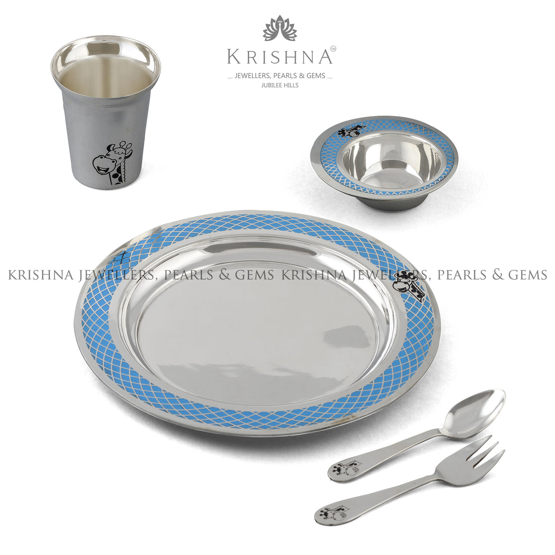 Pure Silver Dinner Set for Baby for Boy - Krishna Jewellers Pearls and Gems